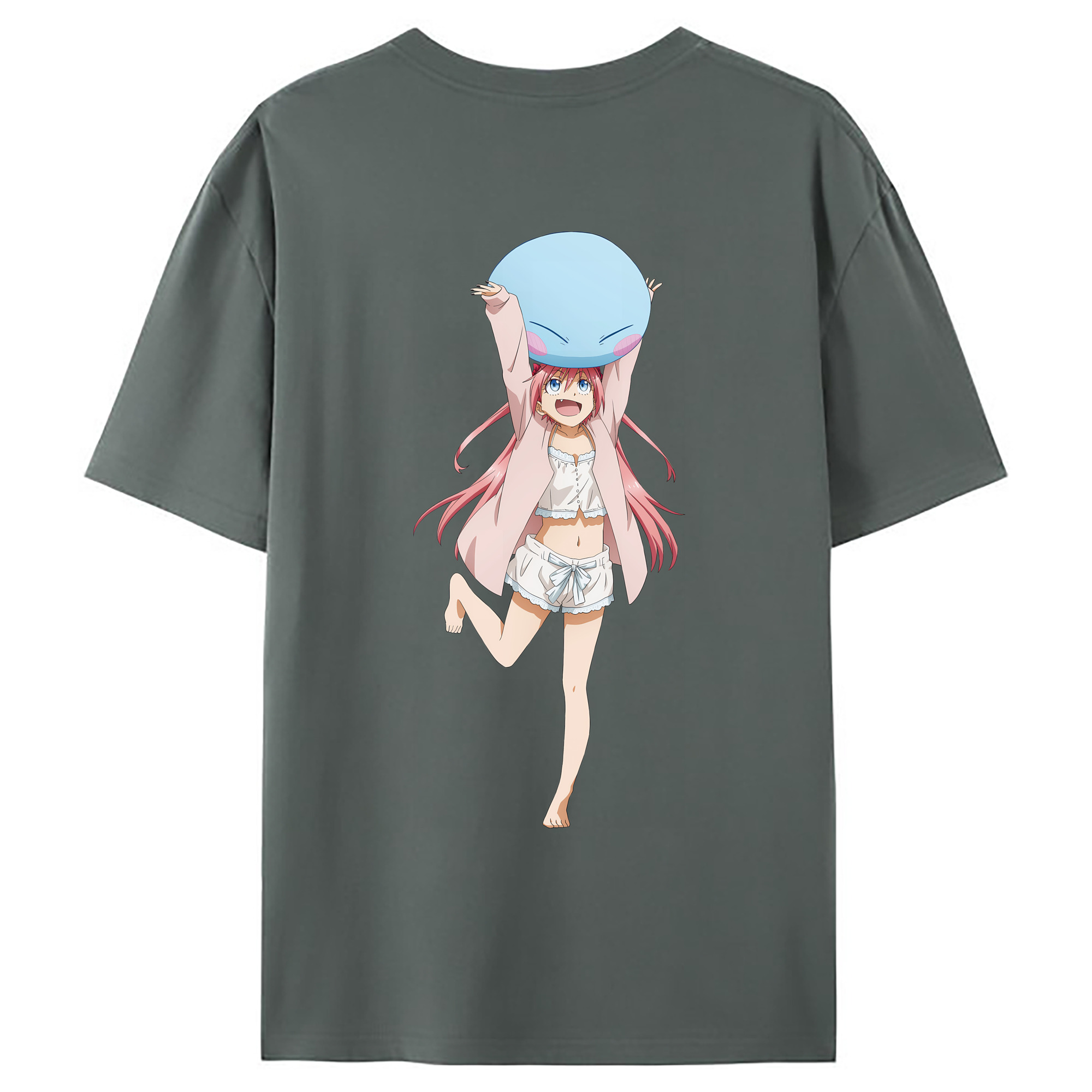 （画像用） 転スラ Regarding Reincarnated to Slime 綿100％ メンズ半袖Tシャツ（バックプリント） 通気性